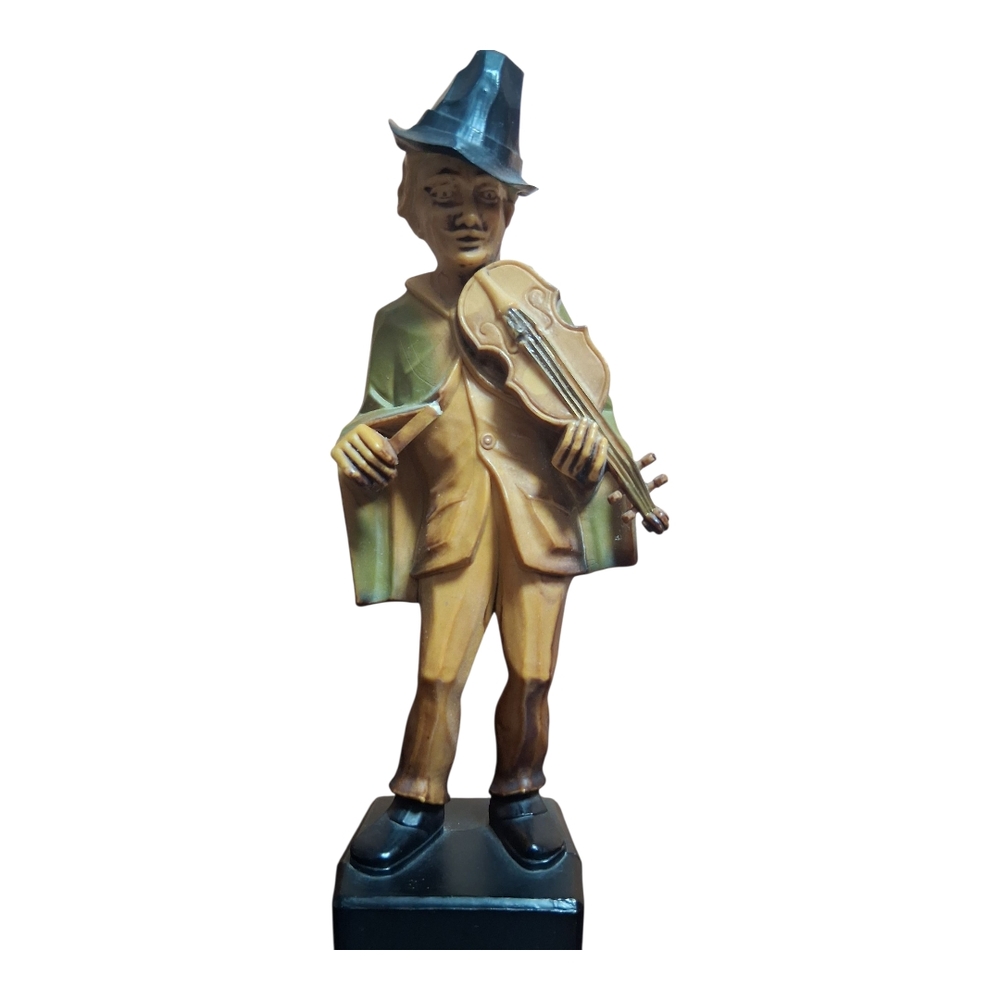 Handcrafted Violinist Figurine in Brown and Black